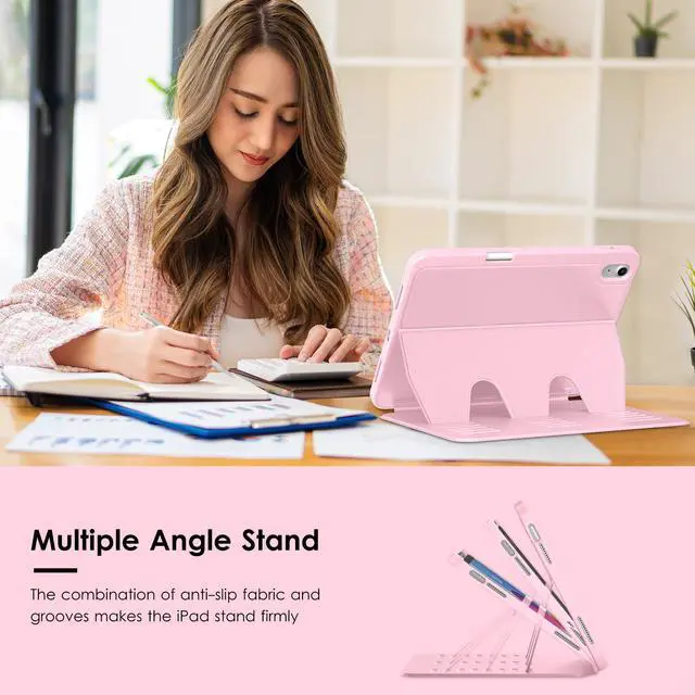 Alt view image 5 of 5 - VIKESI Case for iPad (A16) 11-inch 2025 and iPad 10th/11th Generation 10.9 Inch 2022,Multiple Angles Magnetic Stand Cover,Shockproof Back,Pencil Holder,and Auto Sleep/Wake,Pink