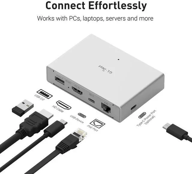 Alt view image 3 of 5 - GL.iNet Comet PoE (GL-RM1PE) Remote KVM Control Over Internet - PoE/Type - C Dual Power Option 4K@30Hz,32GB EMMC Tailscale Support for PC Server Remote Access Power Management Adapted KVM Switches
