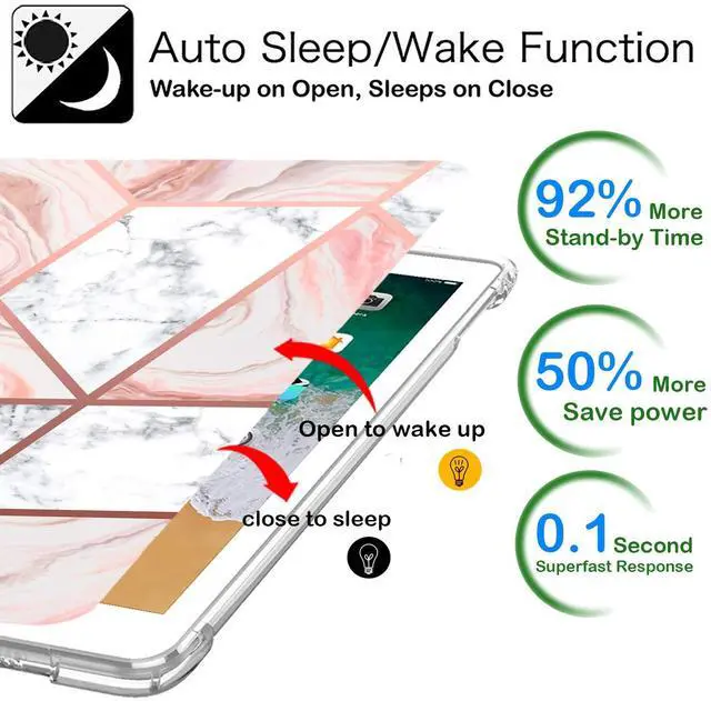 Alt view image 3 of 5 - DuraSafe Cases for iPad PRO 10.5 Inch 2017 Air 10.5 3rd Generation 2019 [ Air 3 ] A1701 A2152 A2123 MQF12LL/A MQEY2LL/A MQF22LL/A TPU Ultra Printed Flip Case with Corner Protection - Marble Pink