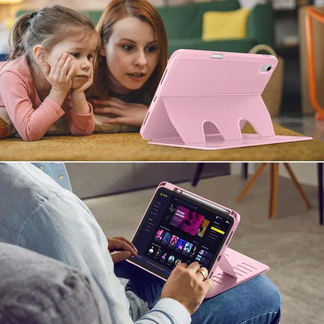 Alt view image 2 of 5 - VIKESI Case for iPad (A16) 11-inch 2025 and iPad 10th/11th Generation 10.9 Inch 2022,Multiple Angles Magnetic Stand Cover,Shockproof Back,Pencil Holder,and Auto Sleep/Wake,Pink