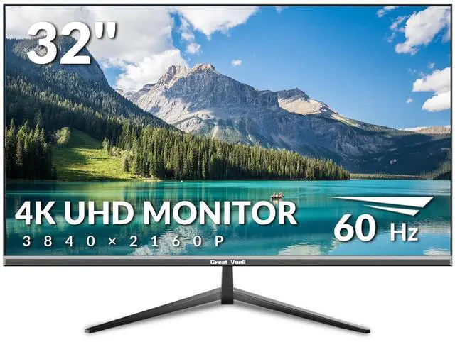 Main image of Great voell 32" 4K UHD Computer Monitor  3840×2160p, 100% sRGB, 178° Viewing Angle, HDMI & DisplayPort, VESA 100x100mm, Black