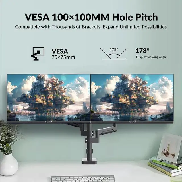 Alt view image 5 of 5 - Great voell 32" 4K UHD Computer Monitor  3840×2160p, 100% sRGB, 178° Viewing Angle, HDMI & DisplayPort, VESA 100x100mm, Black