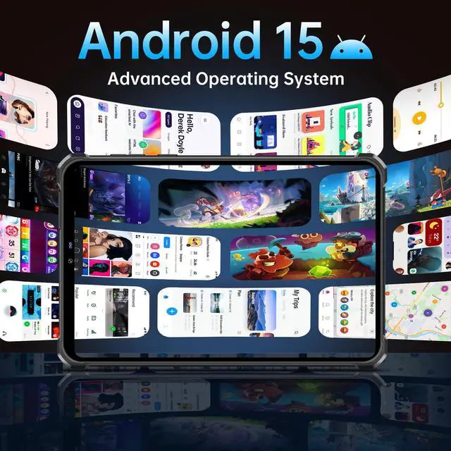 Alt view image 3 of 5 - OUKITEL RT3 Plus Rugged Tablet Android 15-11000mAh Battery, 8 Inch Tablets, 16GB+128GB/TF 1TB, 16MP Camera, IP68/IP69K Waterproof, Octa-Core 4G Dual SIM/5G WiFi/Wrist Strap/GPS/NFC/Gemin AI, Black