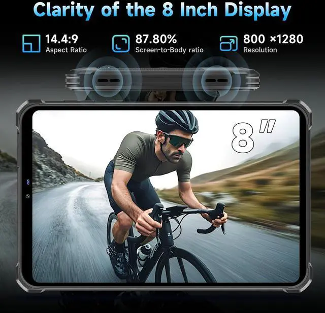 Alt view image 5 of 5 - OUKITEL RT3 Plus Rugged Tablet Android 15-11000mAh Battery, 8 Inch Tablets, 16GB+128GB/TF 1TB, 16MP Camera, IP68/IP69K Waterproof, Octa-Core 4G Dual SIM/5G WiFi/Wrist Strap/GPS/NFC/Gemin AI, Black