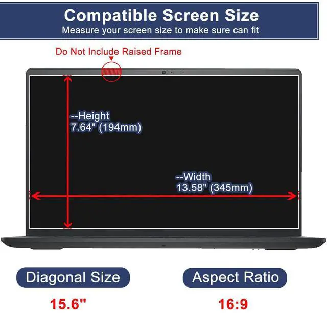 Alt view image 2 of 5 - MUBUY-GOL Magnetic Privacy Screen Protector for 15.6 Inch 16:9 Aspect Ratio Screen 360° Anti-Spy, Anti-Glare, Anti-Blue Light Protection, Enhanced Screen Clarity & Scratch Guard