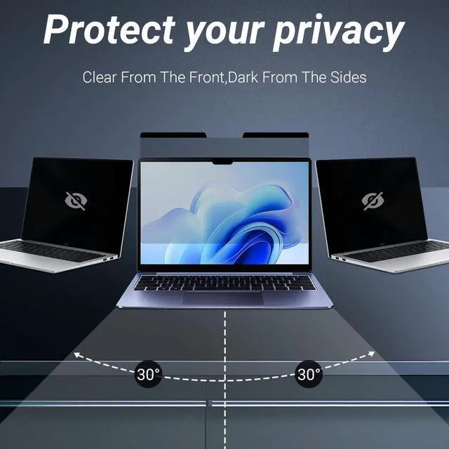 Alt view image 3 of 5 - MUBUY-GOL Magnetic Privacy Screen Protector for 15.6 Inch 16:9 Aspect Ratio Screen 360° Anti-Spy, Anti-Glare, Anti-Blue Light Protection, Enhanced Screen Clarity & Scratch Guard