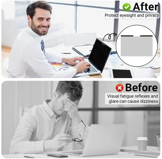 Alt view image 4 of 5 - MUBUY-GOL Magnetic Privacy Screen Protector for 15.6 Inch 16:9 Aspect Ratio Screen 360° Anti-Spy, Anti-Glare, Anti-Blue Light Protection, Enhanced Screen Clarity & Scratch Guard