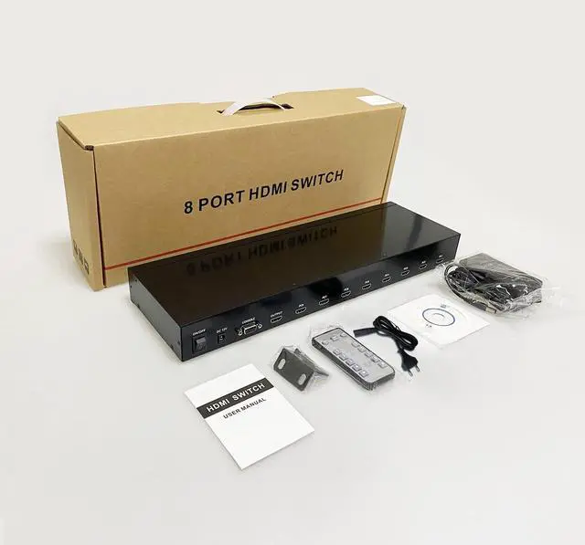 Alt view image 5 of 5 - 8 Port HDMI Switch + 1 Pack 1U 19'' Rack Shelf