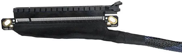 Alt view image 5 of 5 - JMT 180 Degree 64GBS PCIE 5.0 X16 Graphics Card Extension Cable GEN5 Braided Mesh Harness Riser for AI Server Graphics Card Bendable GPU Adapter 16AB5 (Right Out Right in,50CM)