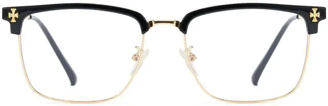 Alt view image 2 of 5 - Cyxus Men Blue Light Blocking Glasses Half Rimless Computer Gaming Glasses Square Fashion Glasses 8252 Black Gold