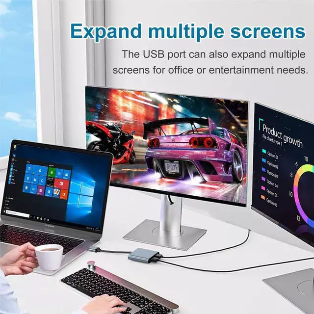Alt view image 5 of 5 - WJBCNEENT USB to Dual HDMI Adapter for 2 Monitors, USB3.0 to HDMI Splitter Adaptor 1080P 60Hz, Supports Windows and Mac OS Mirorring and Extending, Needs Install USB Driver