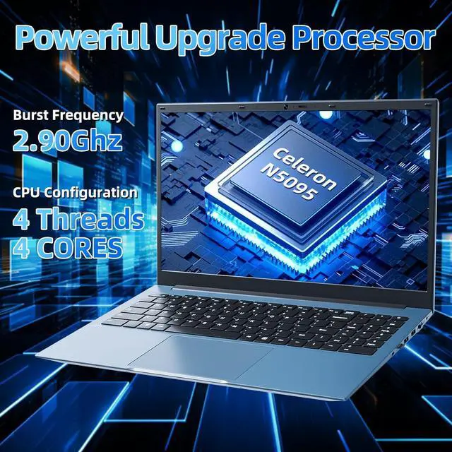 Alt view image 3 of 5 - MELIUNA 15.6 Inch Laptops, Windows 11 Laptop Computers with 36GB RAM 128GB EMMC+2048GB SSD, Celeron N5095 Quad-Core, 1 Year Office 365, 180° Viewing, WiFi 6, USB 3.2 * 3, HDMI, Type-C, 7000mAh