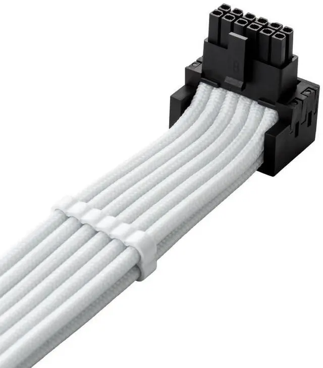 Alt view image 2 of 4 - CableMod Universal Pro ModFlex Sleeved 12V-2x6 12VHPWR 90° StealthSense Direct PCIe Cable (Variant B, White)