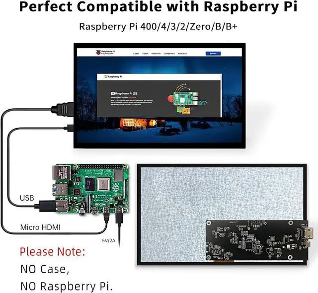 Alt view image 3 of 5 - HMTECH 10.1 Inch Raspberry Pi Screen HDMI Monitor 1024x600 LCD Display 16:9 IPS Screen for Raspberry Pi 5/4/3/2/B/B+ Win11/10/8/7, Free-Driver, Non-Touch