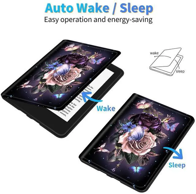 Alt view image 4 of 5 - Dikoer for All-New Kindle Fire HD 8/HD 8 Plus Tablet Case(12/10th Generation,2022/2020 Release), Slim Adjustable Stand Back Shell Protection Smart Cover for Fire HD 8 2020/2022, Purple Flower