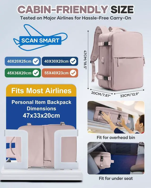 Alt view image 5 of 5 - Vacuum Seal Travel Backpack with Air Pump,Compression Vacpack Waterproof Carry On Backpack for Travel Women Men with Vacuum System,Airlines Approved Daypack Laptop Space Saver Bags,PinkPurple