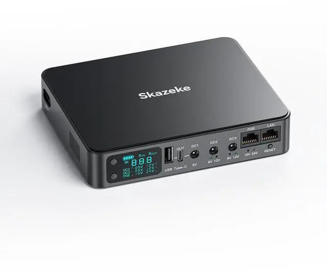 Main image of Digital Display Mini UPS, 10400mAh Uninterruptible Power Supply with DC Output USB DC 5V/3.6A5, 9V/12V/2A, POE15/24V, Power Supply Battery Backup for Router, Modem, Security Camera, Breast Pump