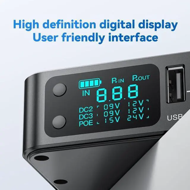 Alt view image 2 of 5 - Digital Display Mini UPS, 10400mAh Uninterruptible Power Supply with DC Output USB DC 5V/3.6A5, 9V/12V/2A, POE15/24V, Power Supply Battery Backup for Router, Modem, Security Camera, Breast Pump