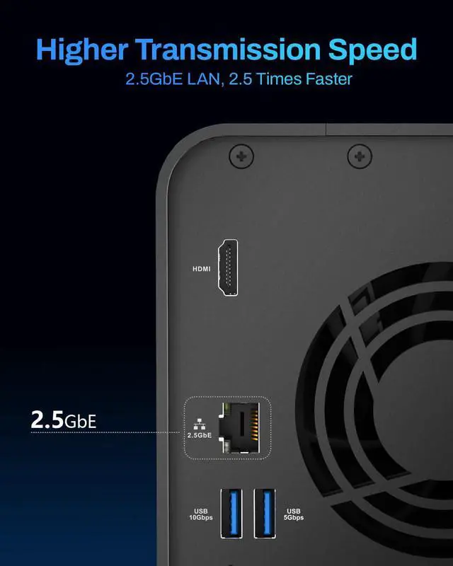 Alt view image 4 of 5 - TERRAMASTER F2-425 2-Bay NAS Storage - Intel x86 Quad-Core CPU, 4GB RAM, 2.5GbE LAN, Network Attached Storage Multimedia Server for Home Users (Diskless)