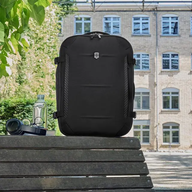 Alt view image 2 of 5 - Victorinox Crosslight Boarding Bag - Lightweight Laptop Backpack for Traveling Essentials - Sleek Business Backpack Made from Recycled Materials - Black