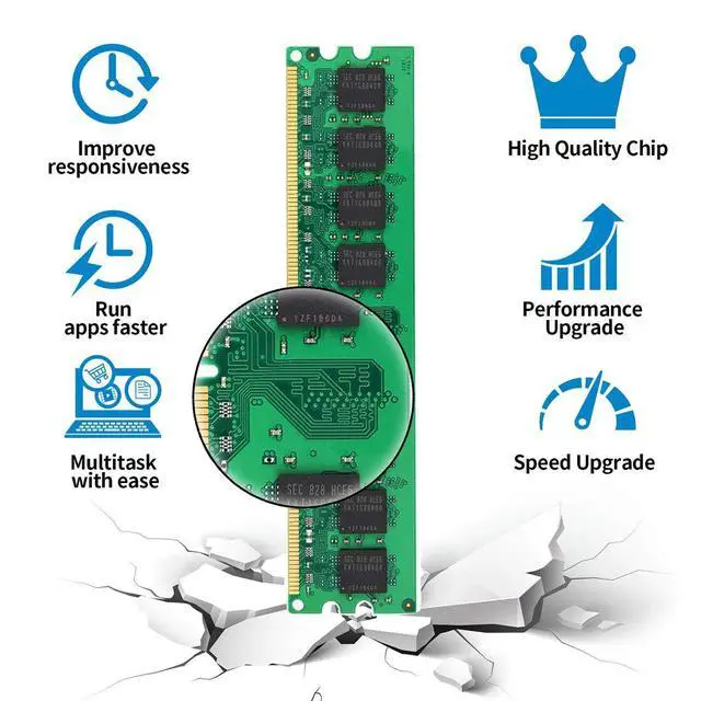 Alt view image 2 of 5 - PC2 6400 DDR2 800MHz UDIMM RAM 8GB Kit (2GBX4) 2Rx8 PC2 6400U 2GB 1.8V Non-ecc Unbuffered Desktop Memory