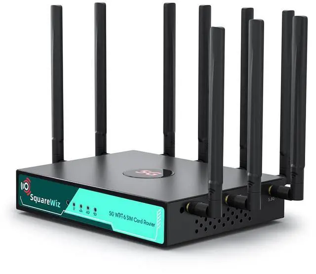 Alt view image 2 of 5 - SquareWiz RM520N AX3000 WiFi 6 5G Router with Sim Card Slot,LTE Cellular Gateway with 9 High Gain Detachable Antennas, 5G NR Modem Support 128 Users for Home Office,AT&T T-Mobile Certified,VPN