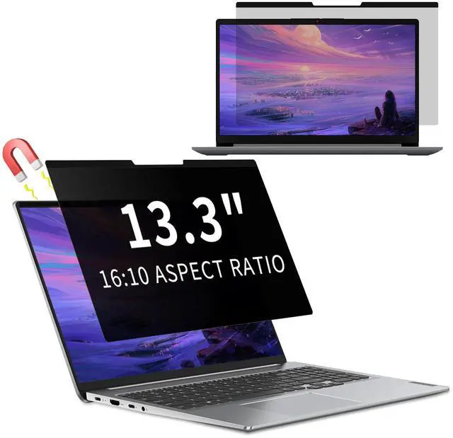 Main image of KiimLaa Removable Magnetic Privacy Filter for 13.3 inch 16:10, Anti Spy Anti-Glare Laptop Monitor Screen Protector, Blue Light Blocking Film for Notebook 13.3''286 * 185 mm
