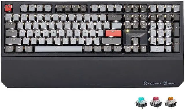 Main image of Hexgears X5 Wireless Mechanical Keyboard Full Size 108 Keys, Kailh Box 3.0 Tactile Switch, Ergonomic, N-Key Rollover, Backlit Gaming Keyboard with Wrist Rest (Dark)
