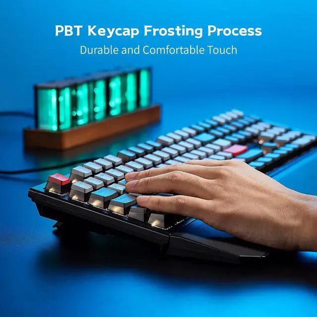 Alt view image 5 of 5 - Hexgears X5 Wireless Mechanical Keyboard Full Size 108 Keys, Kailh Box 3.0 Tactile Switch, Ergonomic, N-Key Rollover, Backlit Gaming Keyboard with Wrist Rest (Dark)