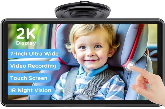 Main image of ZGZUXO Baby Car Monitor for Backseat, 7" Touchscreen Camera Baby Camera with USB Plug and Play Easy Setup, 150° Wide Angle, Night Vision, Flexible 360 Rotation