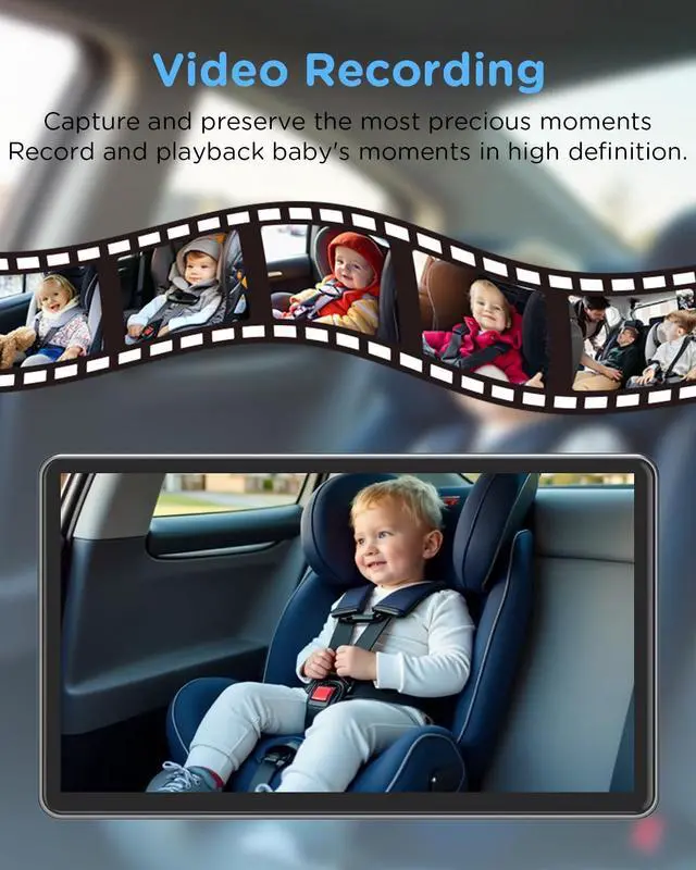 Alt view image 5 of 5 - ZGZUXO Baby Car Monitor for Backseat, 7" Touchscreen Camera Baby Camera with USB Plug and Play Easy Setup, 150° Wide Angle, Night Vision, Flexible 360 Rotation