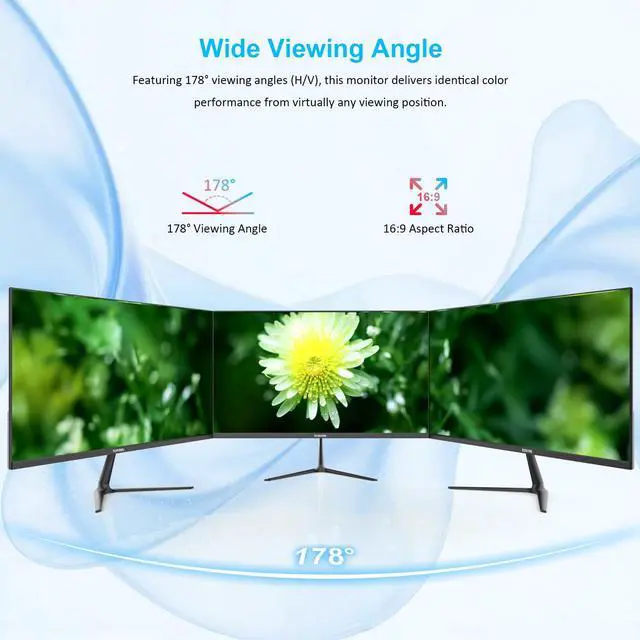 Alt view image 3 of 5 - TONTRU 23.8 inch Monitor, Full HD Computer Monitor with VA Panel, 75Hz Refresh Rate, VESA Mountable, HDMI/VGA, Ergonomic Tilt, Built-in Speakers, Eye Care, 3-Side Frameless, Black