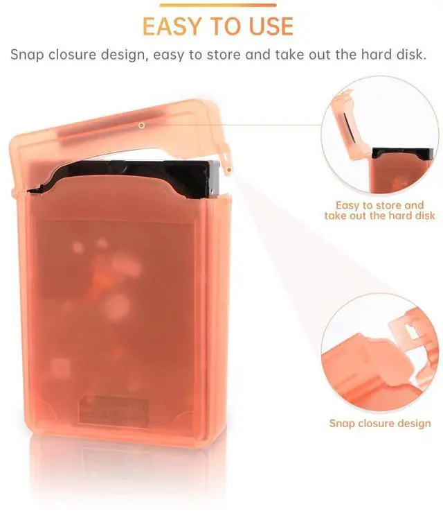 Alt view image 5 of 5 - Ibasenice 5-Pack 3.5 Inch Portable Hard Drive Protective Case, Mixed Colors, Anti-Static and Shockproof Storage Enclosure for External Hdds