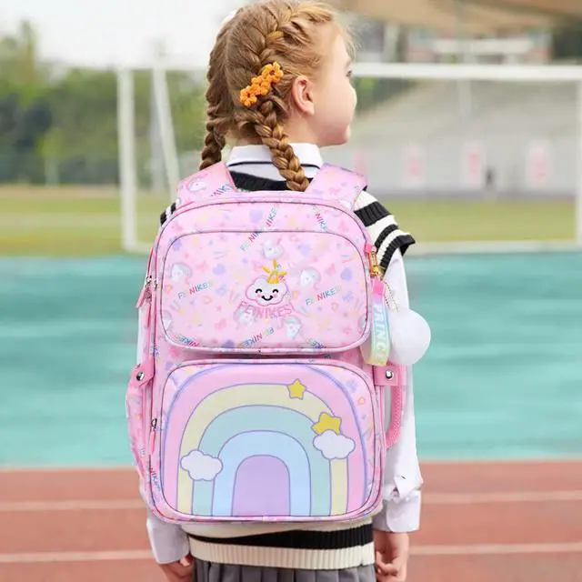 Alt view image 2 of 5 - Girls Backpack Primary School Bags for Kids Children Rucksacks Teenagers Bookbag Casual Daypack Waterproof Lightweight Travel Laptop Satchel for Age 5-12 Years, Pink