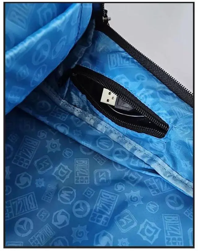 Alt view image 5 of 5 - BlizzCon 2023 Official Backpack for Warcraft Diablo Blizzard Has built-in USB dongle for use with charger, Grey, Medium, Padded Straps