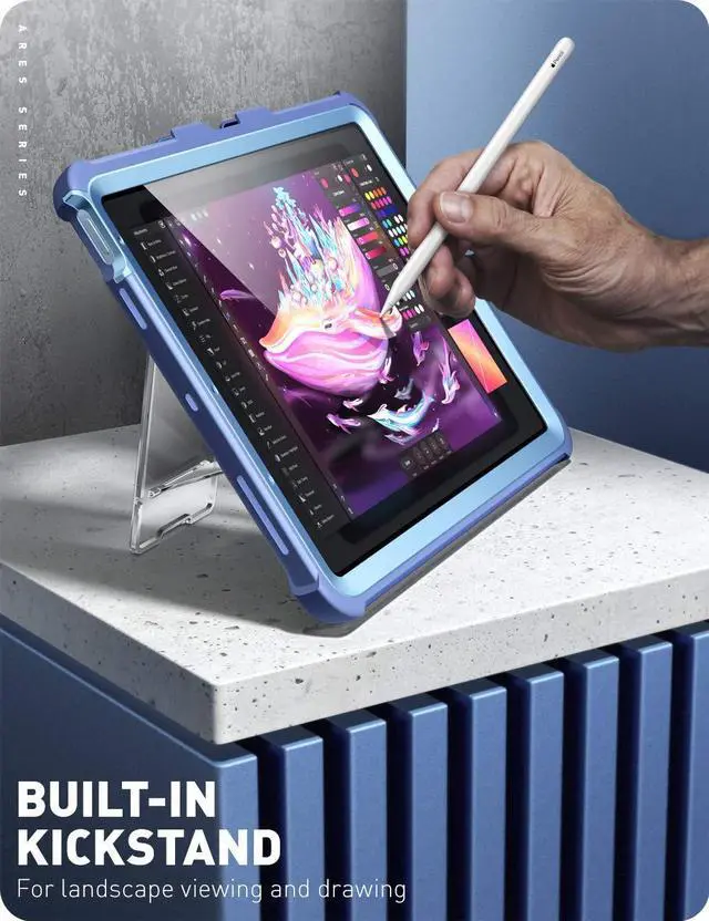 Alt view image 4 of 5 - i-Blason Ares Case for iPad Air 5th Generation/iPad Air 4th Generation 10.9 Case (2022/2020), Full-Body Kickstand with Built-in Screen Protector Cover with Pencil Holder (Tilt)