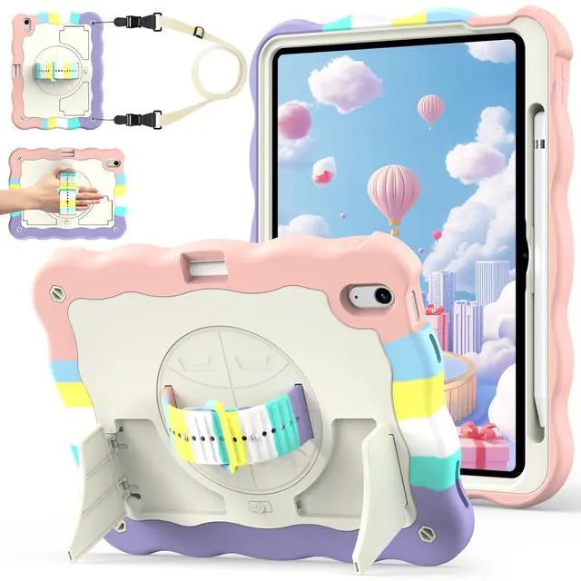 Main image of ZoneFoker for iPad A16 11th Generation 2025 / 10th Gen Case 2022, for 11 Inch / 10.9 Inch iPad Case Heavy Duty Cover Shockproof with Pencil Holder [360° Rotate Strap] & Stand for Kids, Camouflage