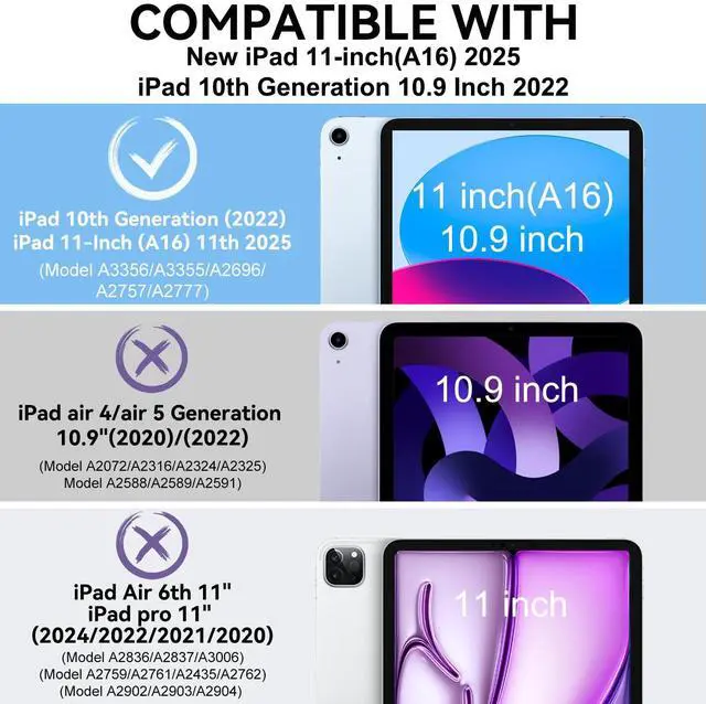 Alt view image 2 of 5 - ZoneFoker for iPad A16 11th Generation 2025 / 10th Gen Case 2022, for 11 Inch / 10.9 Inch iPad Case Heavy Duty Cover Shockproof with Pencil Holder [360° Rotate Strap] & Stand for Kids, Camouflage