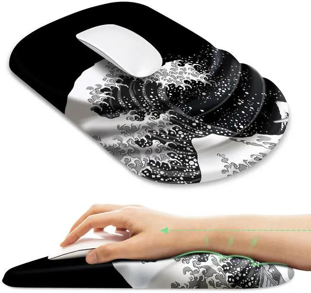 Main image of Ergonomic Mouse Pad with Wrist Rest Support,Non-Slip PU Base,Massage for Carpal Tunnel Pain Relief,Memory Foam Mousepad for Home,Office,WorkWave