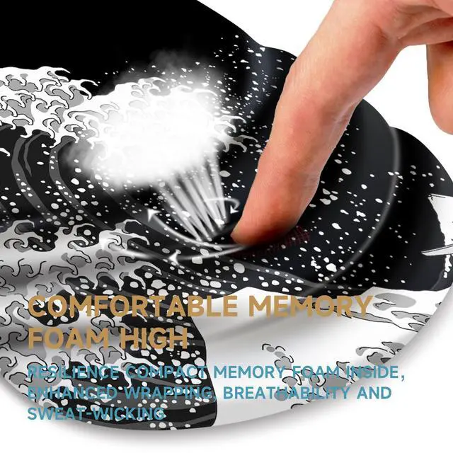 Alt view image 4 of 5 - Ergonomic Mouse Pad with Wrist Rest Support,Non-Slip PU Base,Massage for Carpal Tunnel Pain Relief,Memory Foam Mousepad for Home,Office,WorkWave