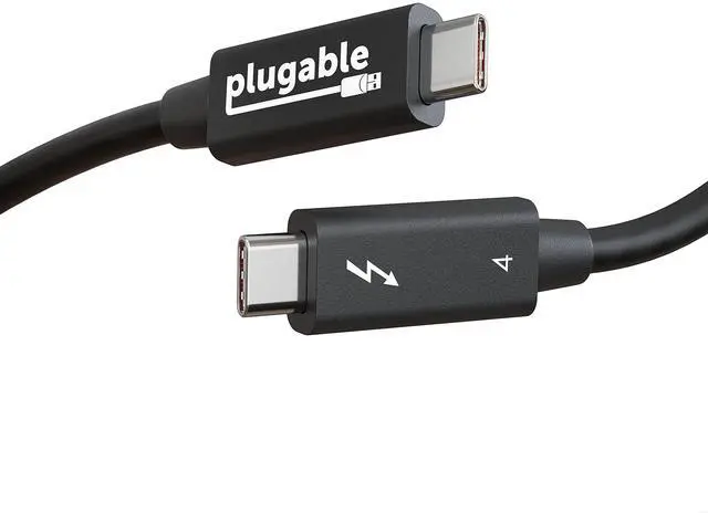 Main image of Plugable Thunderbolt 4 Cable [Thunderbolt Certified] - 3.3ft USB4 Cable with 100W Charging, Single 8K or Dual 4K Displays, 40Gbps Data Transfer | Compatible with Thunderbolt, USB4, USB-C - Driverless