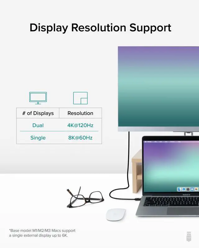 Alt view image 4 of 5 - Plugable Thunderbolt 4 Cable [Thunderbolt Certified] - 3.3ft USB4 Cable with 100W Charging, Single 8K or Dual 4K Displays, 40Gbps Data Transfer | Compatible with Thunderbolt, USB4, USB-C - Driverless