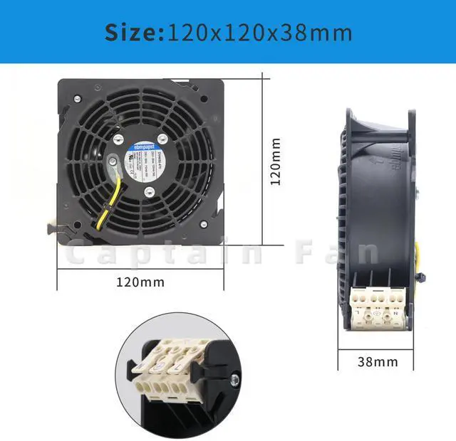 Alt view image 3 of 5 - DV4650-470 Ebm Papst Fan 230VAC 120/110mA 120 * 120 * 38MM Axial Cooling Fan for Cabinet