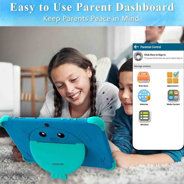 Alt view image 4 of 5 - YINOCHE Kids Tablet 10 inch Tablet for Kids Toddlers, 32G Android Kids Tablets with Case, WiFi, Parental Control, Dual Camera, Best Toddler Tablets for Kids Gift for Chidlren (Blue)