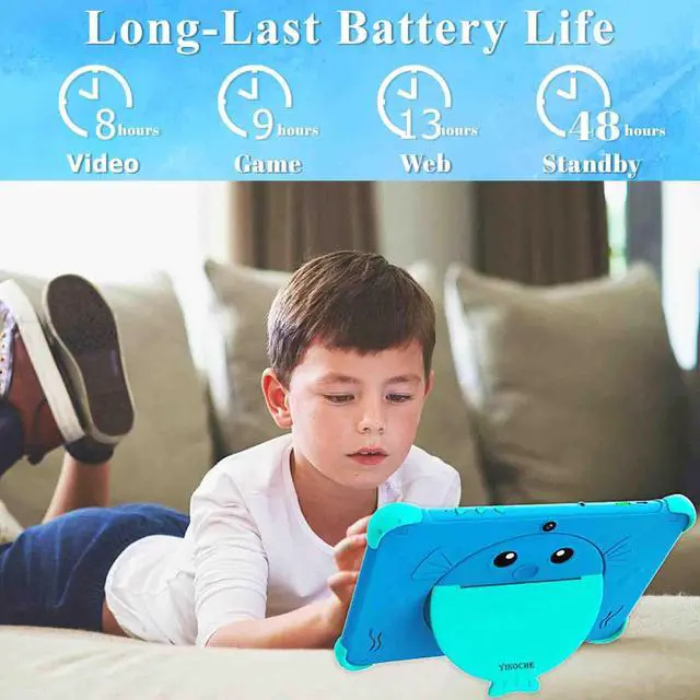 Alt view image 5 of 5 - YINOCHE Kids Tablet 10 inch Tablet for Kids Toddlers, 32G Android Kids Tablets with Case, WiFi, Parental Control, Dual Camera, Best Toddler Tablets for Kids Gift for Chidlren (Blue)