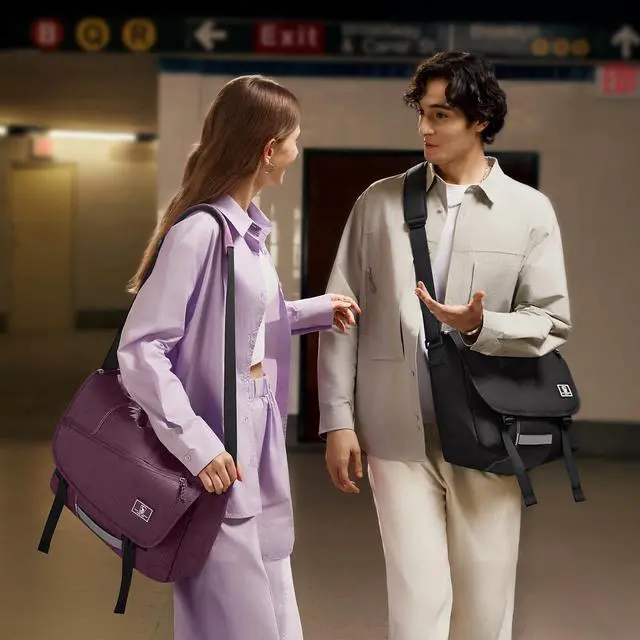 Alt view image 2 of 5 - OIWAS Messenger Bag for Men, 14 Inch Laptop Crossbody Bags Women Casual Satchel Shoulder Bag College Travel Office Briefcase