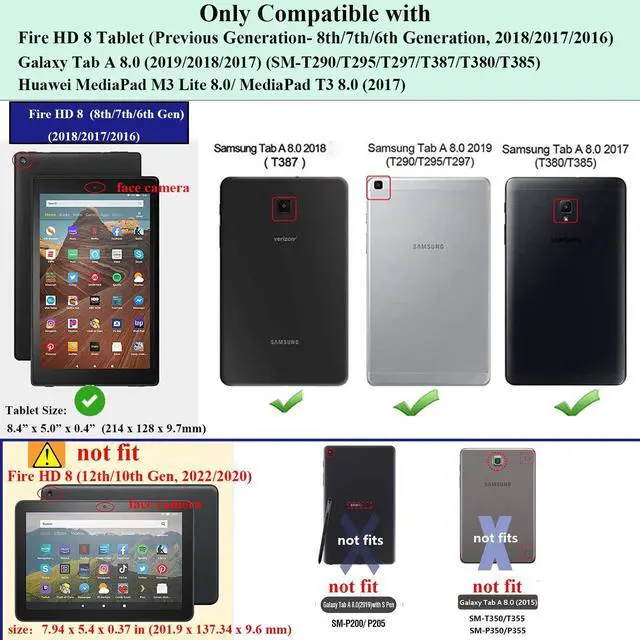 Alt view image 2 of 5 - UUcovers Kids Case for Amazon Kindle Fire HD 8 Tablet (8th/7th/6th Generation, 2018/2017/2016) 8" with Handle Folding Kickstand Kid-Proof Shockproof EVA Foam Lightweight Stand Cover, Blue Butterfly