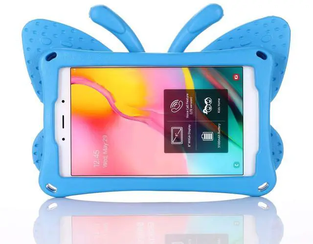 Alt view image 3 of 5 - UUcovers Kids Case for Amazon Kindle Fire HD 8 Tablet (8th/7th/6th Generation, 2018/2017/2016) 8" with Handle Folding Kickstand Kid-Proof Shockproof EVA Foam Lightweight Stand Cover, Blue Butterfly