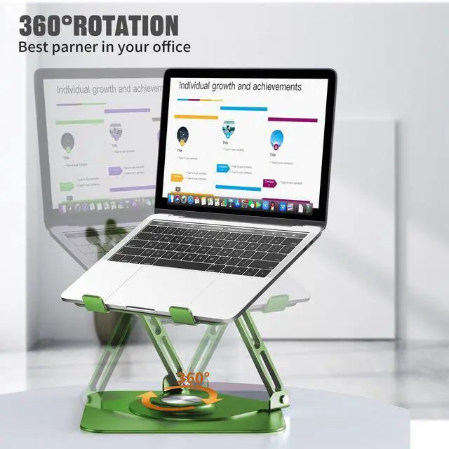 Alt view image 2 of 5 - JOYEKY Laptop Stand for Desk, Adjustable Computer Stand with 360° Rotating Base, Ergonomic Laptop Riser for Collaborative Work, Foldable & Portable Laptop Stand, fits for All 10-16" Laptops