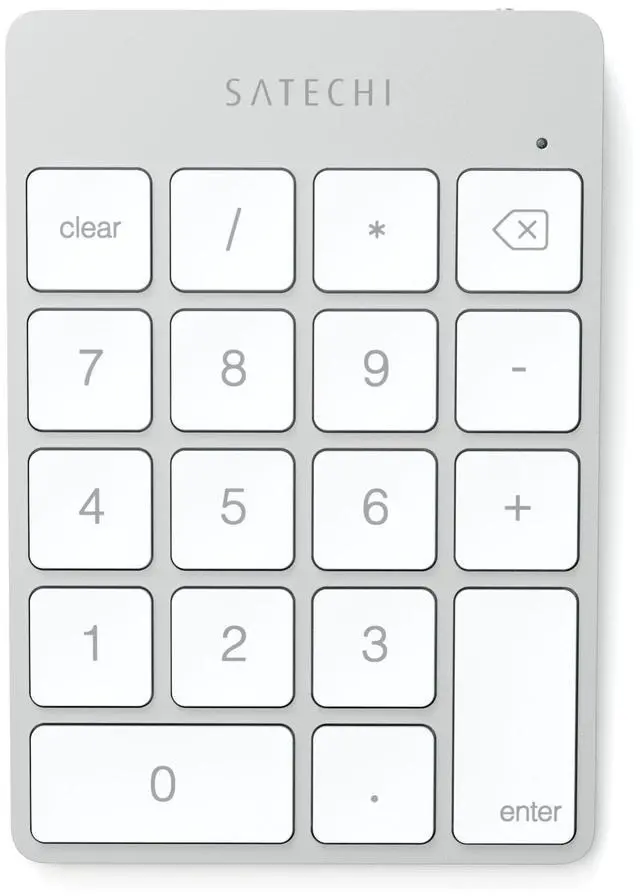 Main image of Satechi Slim Aluminum Bluetooth Keypad, Wireless Number Pad with 18 Keys, Micro USB Rechargeable Numpad, External Number Pad for MacBook Air/Pro M4, iPad Air/Pro M4/M3, iMac, PC - Silver